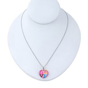 Estate Charm Candy Sterling Silver 925 LOVE Heart Pendant Necklace 18.5"